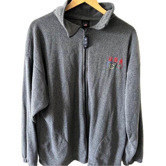 Source Unknown Other - Team USA Olympic Rings L Unisex Grey Zip Up  Lightweight Fleece Jacket size XL